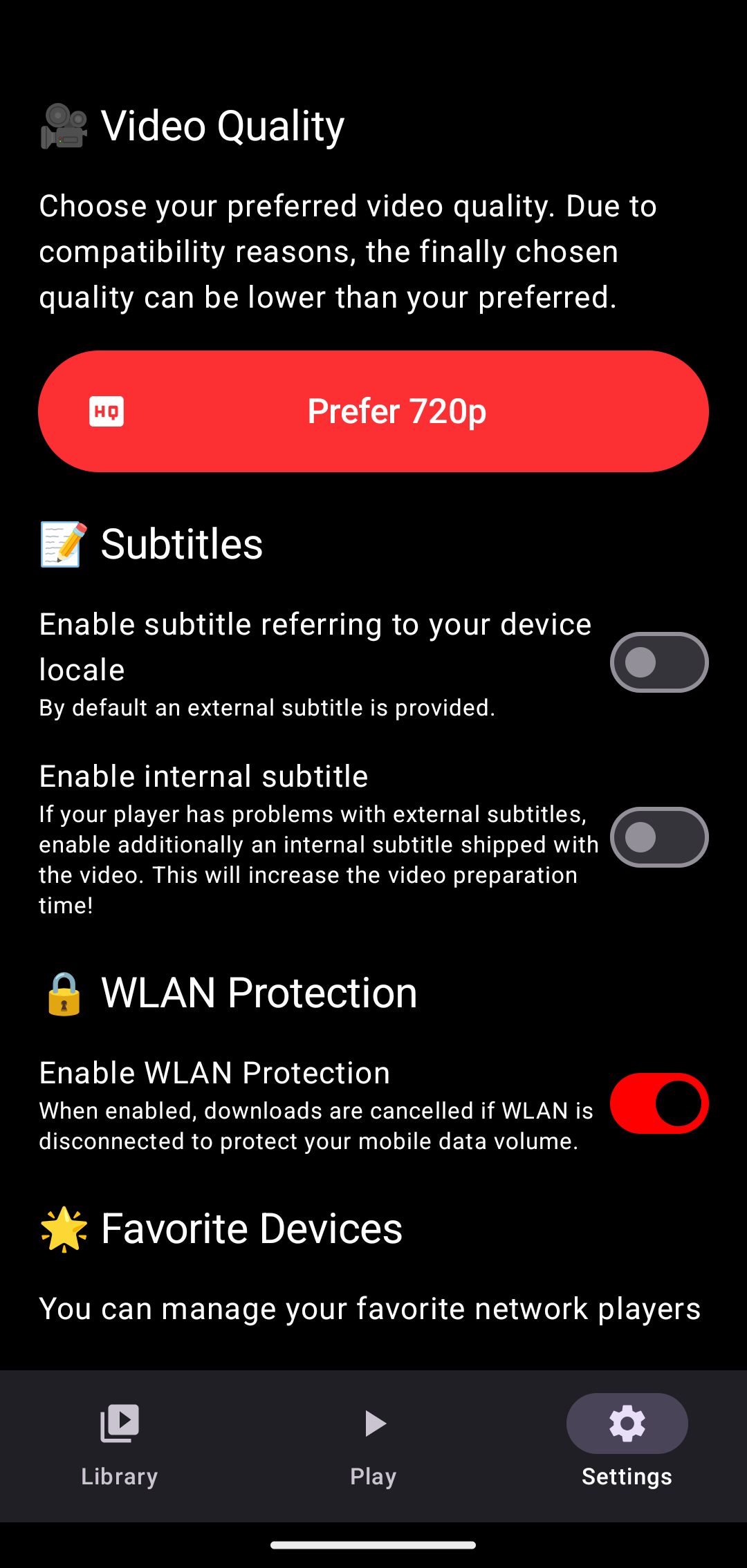 Media settings in PlayOnDlna